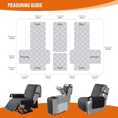 VANSOFY Loveseat Recliner Cover with Console 100% Waterproof Sofa Slipcovers Non-Slip Reclining Couch Cover Split Sofa Covers Furniture Protector for Pets, Dogs(Black) - color: Black
