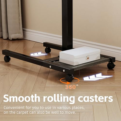 LINGMI Mobile Height Adjustable Laptop Desk with Mouse Pad, Portable Laptop Desk Rolling Tiltable Table with Small Side Table for Couch,Rolling Computer Stand - color: Natural Color