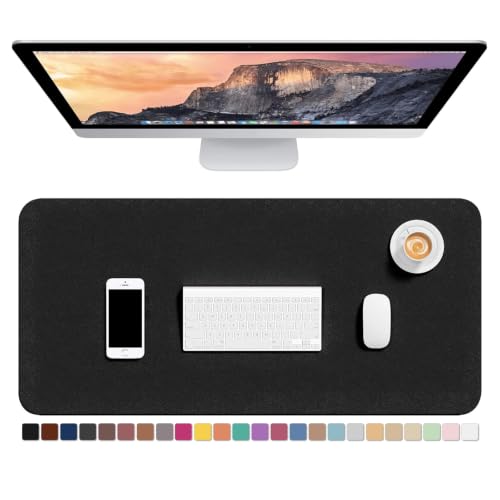 Hsurbtra Desk Pad, 30" x 14" PU Leather Desk Mat, XL Extended Mouse Pad, Waterproof Desktop Blotter Protector, Non-Slip Ultra Thin Large Laptop Keyboard Writing Mat for Office Home, Black - color: Black, size: 30" x 14"