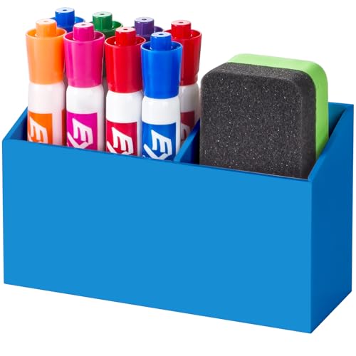 BEYGORM Magnetic Dry Erase Marker Holder for Whiteboard,Non-slip Acrylic Magnet Pen Holder for Fridge Refrigerator,Locker Organizer for Work,Locker Accessories,Pencil Cup for Desk(Blue) - color: Blue