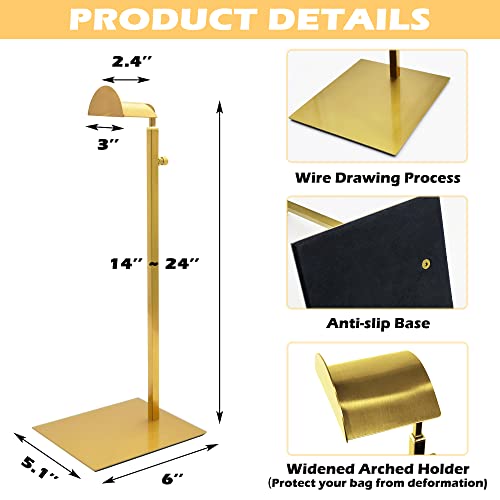 Royxen 3 Pack Purse Holder, Purse Display Stand with Adjustable Height, Bag Stands for Display, Stainless Steel Purse Rack for Bags Organizer (Gold) - color: Gold