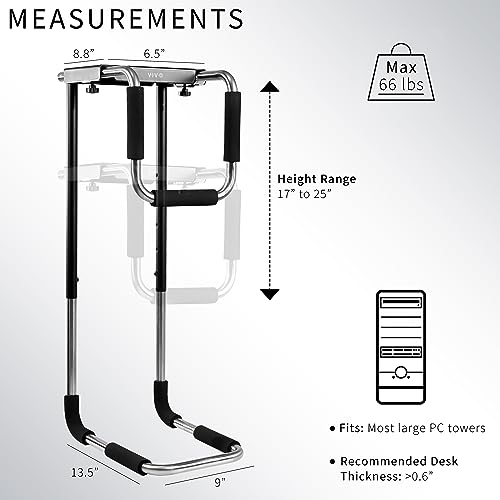 VIVO X-Large Heavy Duty Adjustable Computer CPU Tower Stand with Secure Locking, Holds up to 66 lbs, MOUNT-PC04L - size: X-Large