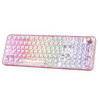 YUNZII X98 QMK/VIA Wireless Mechanical Gaming Keyboard with Knob,Tri-Mode BT5.0/USB-C/2.4GHz Hot Swappable Keyboard,Pre-lubed Switches Gasket Mount RGB Backlit for Wins/Mac (Pink, Crystal Switch) - color: Pink, size: Crystal Switch