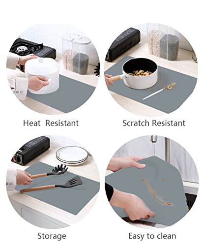 emolife Silicone Mats for Kitchen Counter, Thick 2mm, Countertop Protector, Heat Resistant Mat, Non-Slip (Dark Grey) - color: Dark Gray