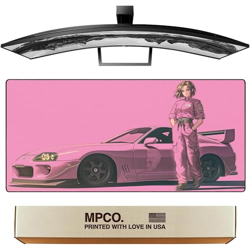 MPCO. Original Large Gaming Desk Mat – 36" x 17" Duraglyde Manga Motors Shinobu-s-Supra Full Desk Mouse Pad for Smooth Precision – Non-Slip, Washable Extra-Large PC Mouse Pad for Gaming Sessions - color: DuraGlyde Shinobu-s-Supra