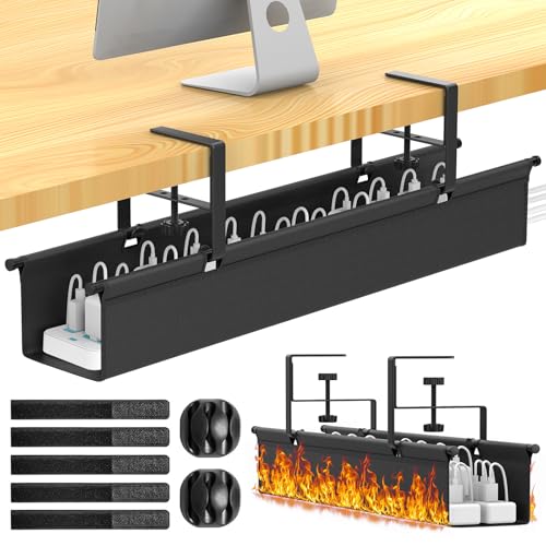Large Under Desk Cable Management Tray, REFLYING 29.1" Cable Management Under Desk No Drill,Adjustable Clamp Cord Wire Organizer, Cord Hider for Standing Table, Wire Hider for Office,Home (Medium) - size: Medium