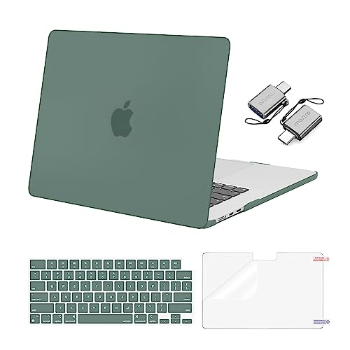 MOSISO Compatible with MacBook Air 15 inch Case M5 2026 M4 2025 M3 M2 2024 2023 A3448 A3241 A3114 A2941, Hard Shell&Keyboard Cover&Screen Film&Type C, Great for Study Travel Work, Emerald Green - color: Emerald Green