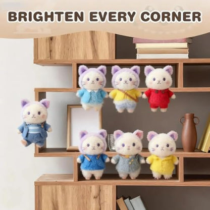 Doll Stand for Cabinet Edge 4Pack | Neck grip design fits 3-7" Labubu blind box figures, adjustable clamp suits panels 0.3-1.02" thick - color: PINK&PURPLE&TEAL