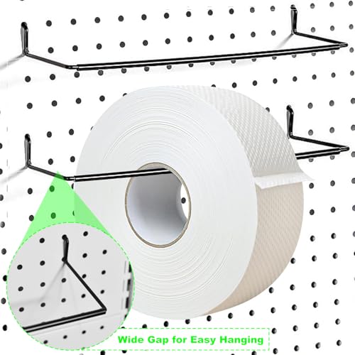 AccEncyc 2 Pack Pegboard Towel Holder Pegboard Hooks for Paper Towels, Kitchen Towels, Stickers, Tapes Great Peg Board Organizer Accessories for Workshop, Garage, Kitchen
