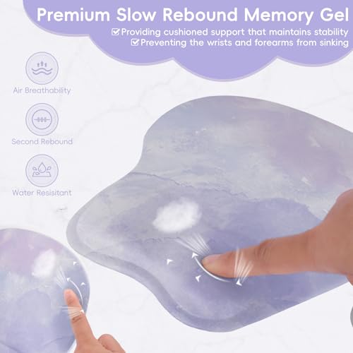 Mouse Pad with Wrist Rest Ergonomic Mouse Pad with Comfortable M-Shape Pain Relief Wrist Support Non-Slip PU Base Mousepad for Laptop, Office & Home (Lavender) - color: Lavender
