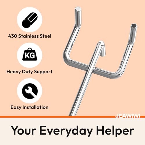 JEAWIWI 60 Pack 4 Inch Metal Pegboard Hooks, Fit 1/4 in and 1/8 in Peg Board Organizer Accessories, for Hanging Storage, Garages, Tool Sheds, Basements - size: 4IN 60PCS