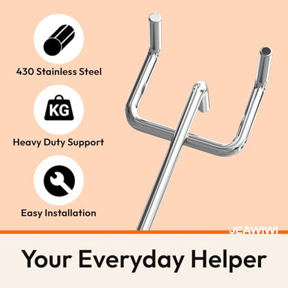 JEAWIWI 60 Pack 4 Inch Metal Pegboard Hooks, Fit 1/4 in and 1/8 in Peg Board Organizer Accessories, for Hanging Storage, Garages, Tool Sheds, Basements - size: 4IN 60PCS