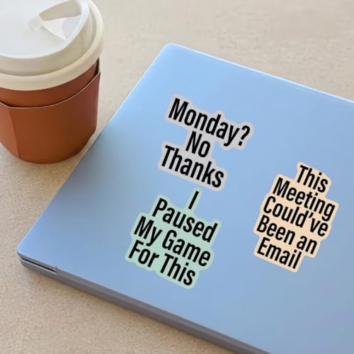 Funny Office and Gaming Vinyl Stickers, 3 Inches, Pack of 4