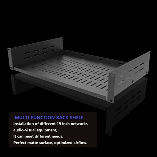 2U 19-Inch Universal Vented Rack Mount Cantilever Server Rack Shelf-12 Inch Deep-Disassembled Black (2U12InD) - size: 2U12InD