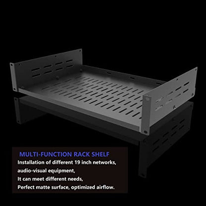 2U 19-Inch Universal Vented Rack Mount Cantilever Server Rack Shelf-12 Inch Deep-Disassembled Black (2U12InD) - size: 2U12InD