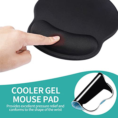 eulps Mouse Pad with Wrist Rest, Comfortable Computer Mousepad with Gel Wrist Support Smooth Surface and Non-Slip PU Base for Pain Relief, Laptop, Office & Home (Black) - color: Black
