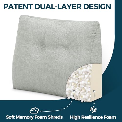 Back Support Pillow for Recliner Soft Dual Layer Lumbar Support Pillow with Shredded Memory Foam Ergonomic Orthopedic Couch Lumbar Cushions for Elderly Lower Back Pain Relief Light Grey - color: Light Grey