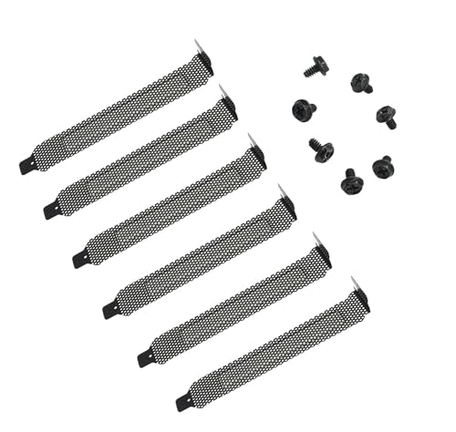 7pcs New Black PCI Slot Cover Dust Filter Hard Steel Blanking Plate, Vented Slot Covers with Screws for Computer Cases