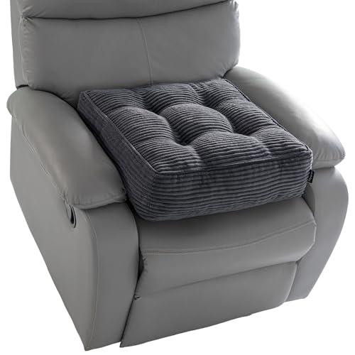HIGOGOGO Tufted Corduroy Recliner Seat Cushion for Elderly, 20x20x6 Inch Extra Large Square Seat Cushion for Recliner Chair, Floor Pillow, Office Chair, Car, No Pressure on Thighs, Dark Grey - color: Dark Grey, size: 20x20x6