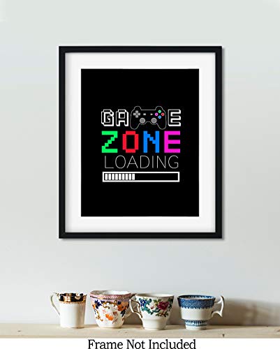 Govivo Game Zone Loading - Wall Decor Art Print with a black background - 8x10 unframed gaming-themed artwork printed on photograph paper