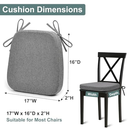 Shinnwa Kitchen Chair Cushions, Patented Design Molded Memory Foam Dining Chair Pads with Ties and Washable Cover, 17" x 16" x 2", Dark Grey - color: Dark Grey