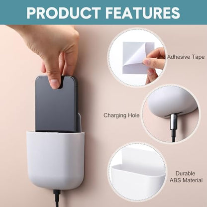Kathfly 6 Pcs Remote Control Holders Wall Mount Self Adhesive Remote Holder Wall Mount Storage Box TV Air Conditioner for Home Office Television Pens Keys