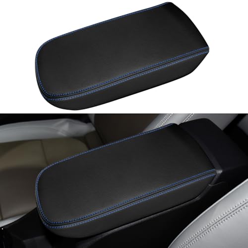 Console Cover for 2024 2025 2026 Chevrolet Trax (LS/1RS/LT/2RS/ACTIV) Leather Center ArmRest Box Cover Pad 2024 2025 2026 Chevy Trax Accessories Protector Cushion (Blue Stitches) - color: blue