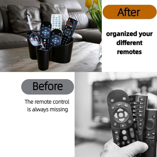 Khakho Flower Shape Remote Control Holder,Desk Organizer Storage Container, Office Supplies Desktop Organizer Rack,Multi-Functional Remote Control Box (Black) - color: Black
