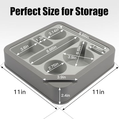 Heavyrain Couch Remote Holder Caddy Cup Holder Tray for Couch and Bed - Spill-Proof Armrest Organizer with Removable Divider, Perfect for Gaming, Movie Night, Remote Control, Snack & Phone Storage