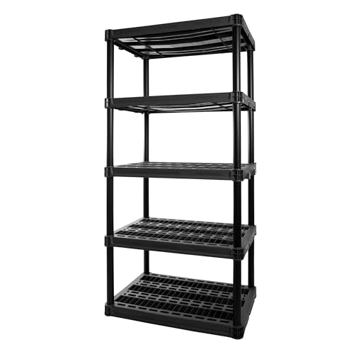 Plano 5-Shelf Extra Heavy Duty Plastic Storage Shelves, 72.5” x 36” x 24”, 1000lb Capacity, Pantry, Office, Closet and Garage Shelves, Easy to Assemble, Durable Plastic Shelving Unit - size: 5-Shelf 1000lb