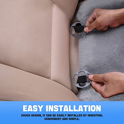 2Pack Car Front Seat Cushion, Soft Warm Faux Rabbit Fur Winter Auto Seat Cover, Fluffy Plush Vehicle Seat Protector Pad with Non-Slip Backing, Car Accessories for Home and Office Chair (Gray) - color: Gray