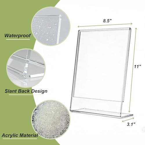 Acrylic Sign Stand Holders - 8.5 x 11 Inches Clear Plastic Table Paper Display Stand, Suit for Displaying Posters, Picture, Flyers, Menu - 18 Pack - style: 18 pack