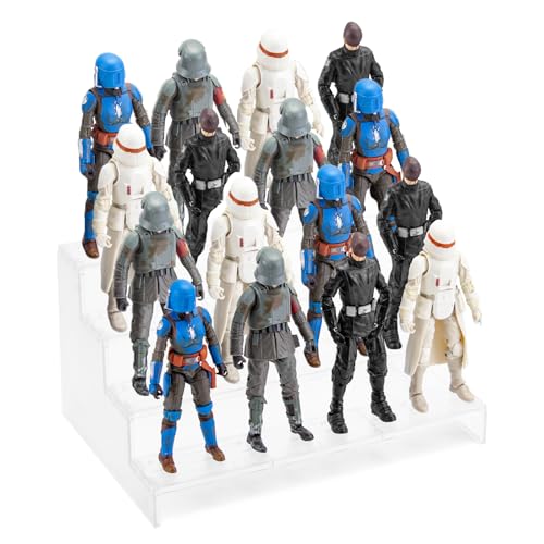 6 inch Acrylic Riser Display Shelf,Clear Action Figures Stands With PEG,4 Tier Toy Collectibles Organizer Compatible with 1/12 Scale Action Figure Toy (Only Fit For 6 inch SW Black Series Figure Toy-Clear) - color: Only Fit For 6 inch SW Black Series Figu