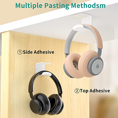 HomeMount Under Desk Headphone Hook - Adhesive Headphone Stand Hanger for Desk - White - color: White