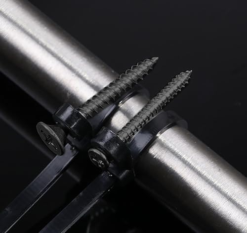 Black 5.9 Inch Nylon Zip Tie with Screw Holes, 100 Pcs, Includes 100 Pcs Black M4 x 12 Stainless Steel Screws for Daily Fastening - color: Black