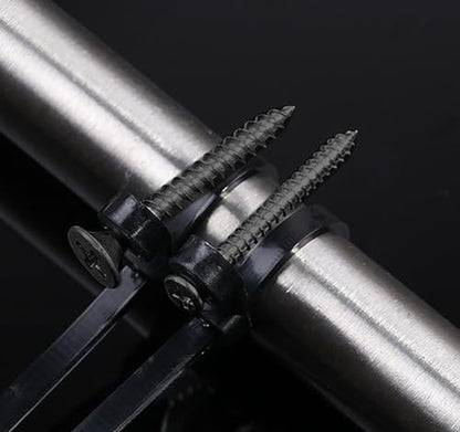 Black 5.9 Inch Nylon Zip Tie with Screw Holes, 100 Pcs, Includes 100 Pcs Black M4 x 12 Stainless Steel Screws for Daily Fastening - color: Black