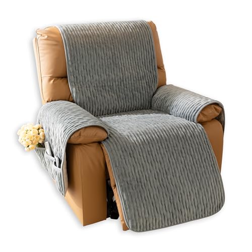 Recliner Chair Covers That Stay in Place, Waterproof Recliner Sofa Cover, Non-Slip Chair Protector, Washable Furniture Cover for Dogs, Cats and Kids (Bluegray, 23.6" Recliner Chair) - color: Bluegray