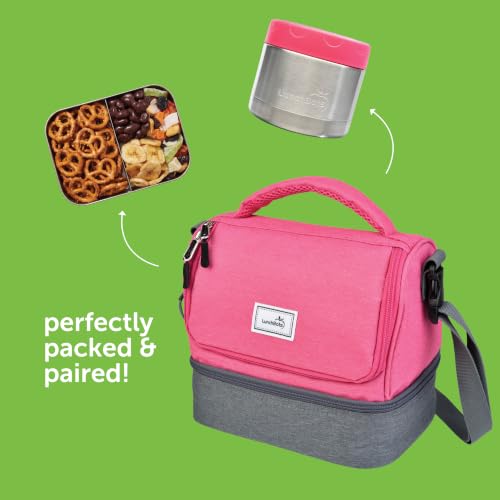 LunchBots Small Snack Packer Bento Box - Extra Small Divided Stainless Steel Snack Container - 2 Compartments for Fruits, Vegetables and Finger Foods - Dishwasher Safe – Stainless Lid - size: 2 Section