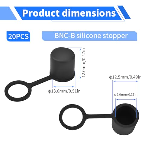 BNC-B Plug Protective Cover 20 Pcs Anti-Dust Protector Caps, Plug Protector Caps for BNC-B Female Ports and Computers Black Silica Gel - color: Black, size: BNC-B