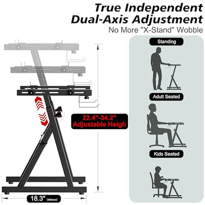 Z-Style Keyboard Stand, Heavy Duty Piano Stand for 88 Keyboard, Portable Digital & Electric Piano Stand, Independent Height & Width Adjustable, 4-Point Secure Lock for 54-88 Key Synth & DJ Gear