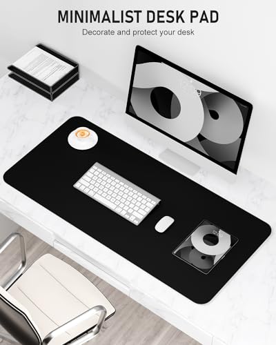 Desk Pad, 23.6" x 13.8" PU Leather Non-Slip Desk Mat Large Mouse Pad for Desktop, Waterproof Laptop Computer Writing Mat for Office, Home, Work, Gaming, Black - color: Black, size: 23.6" x 13.8"