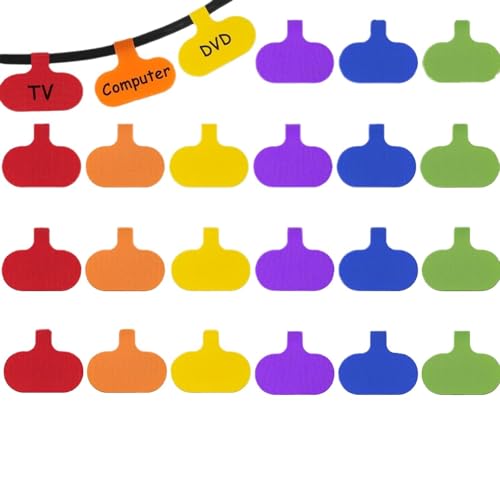 32pcs Multi - Color Cable Labels: Write - On for Easy Cord Management and Identification, Oval - color: Oval