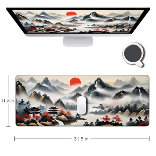 Large Gaming Mouse pad,Chinese Sun Mountain Tower Garden Fashion Anti Slip Rubber Base Mouse pad, Suitable for Computer, Laptop, Office Desk Accessories - color: Chinese Sun Mountain Tower Garden Fashion