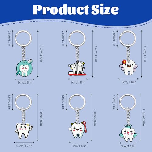 Keychains Bulk,Funny Key Chain for Prizes Incentives Holiday Gifts Birthday Party Favors - color: 20pcs Tooth Keychains