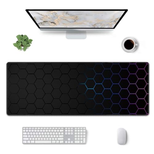 Hexagon Honeycomb Large Mouse Pad,Gaming Keyboard Desk Pad,Extended Mouse Mat Non-Slip Rubber Base with Stitched Edges for Office Game Home XL 31.5"x11.8" - color: Honeycomb, size: 31.5L x 11.8W inches