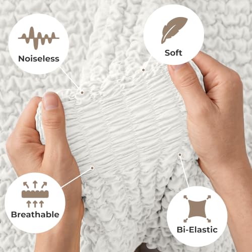 Premium Stretch Couch Covers for Sofa - Sofa Chair Cover Washable, Dogs & Pets Friendly - Elastic Polyester Loveseat Slipcovers - Non-Slip Love Seat Couch Covers - Crisp White (40"-63" Wide) - color: Crisp White, size: 40"-63" Wide