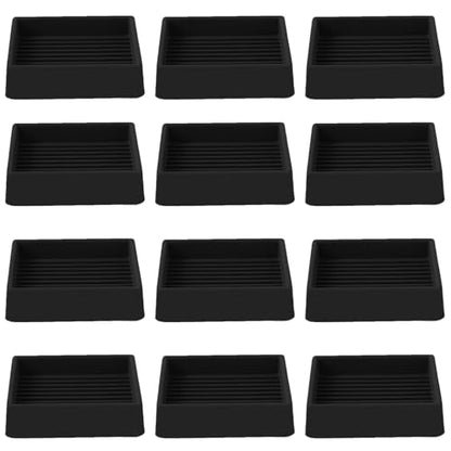 2x2 Non Slip Rubber Furniture Caster Cups for Hardwood Floors, Anti-Slip Square Furniture Coasters Pads Stopper Gripper Floor Protectors for Bed Couch Table - size: 12 Pcs Black