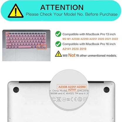 Keyboard Cover for Long Nails Compatible with MacBook Pro 13 inch M2 2023, 2022, 2021 2020 M1 A2338 A2289 A2251&Compatible with MacBook Pro 16 2020 2019 A2141 Touch ID, US ANSI (Pink & Heart) - color: Pink