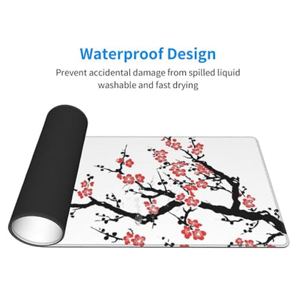 Colorful Ink Cherry Blossom Tree Branch Mouse Pad Large Gaming Mousepad Non-Slip Rubber Base Keyboard Mouse Mat for Laptop Keyboard Desktop 31.5 x 11.8 inch - color: Colorful Ink Cherry Blossom Tree Branch