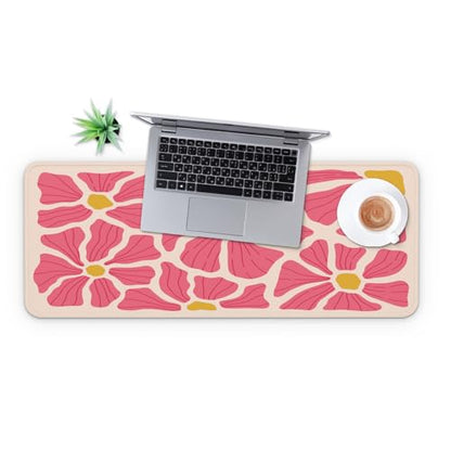 MAY FLOWER Gaming Mouse pad, Large Laptop Mousepad, Full Keyboard Mat, Long Computer Mouse Mat for Home and Office, Anti-Slip Rubber Base, 31.5 x 11.8 Inches (Pink Flower) - color: Pink Flower
